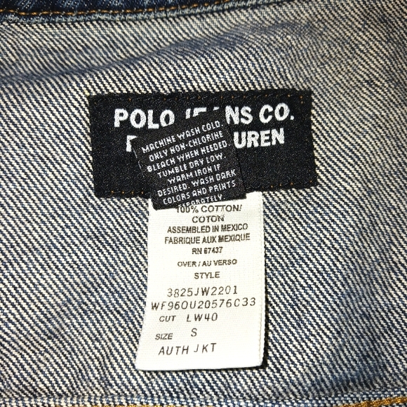 Polo Jean Co Ralph Lauren 100%Cotton Authentic Vintage Jacket Size Small - Picture 6 of 11